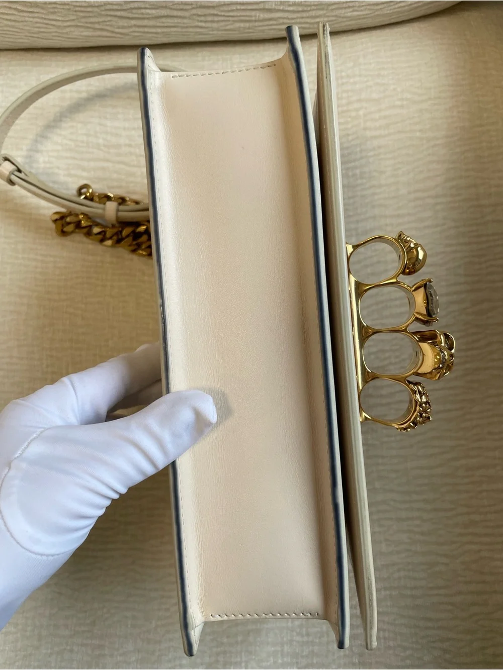 Alexander McQueen Knuckle Jeweled Satchel Shoulder Bag Swarovski Crystal Skull